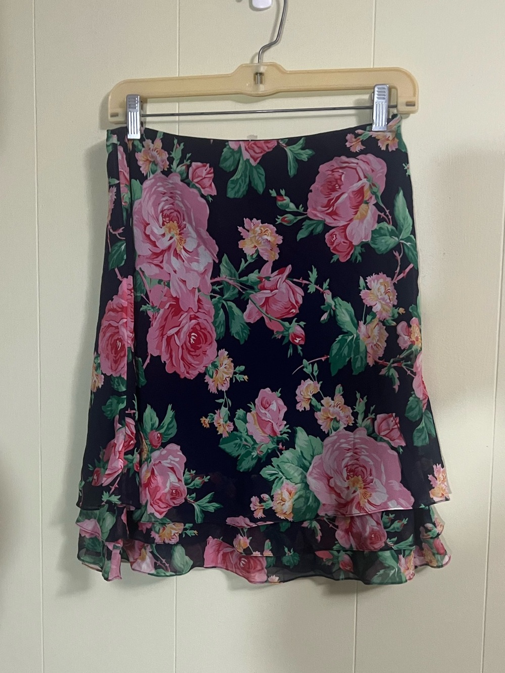 Lauren by Ralph Lauren Navy Floral Silk Skirt Size 4P